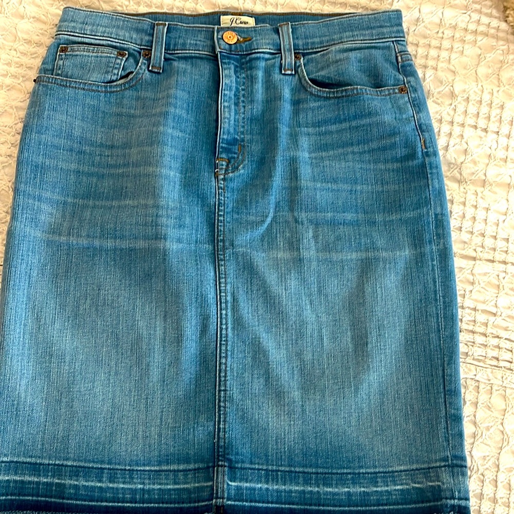 JCrew denim skirt size 28 NWT blue demin retail $88